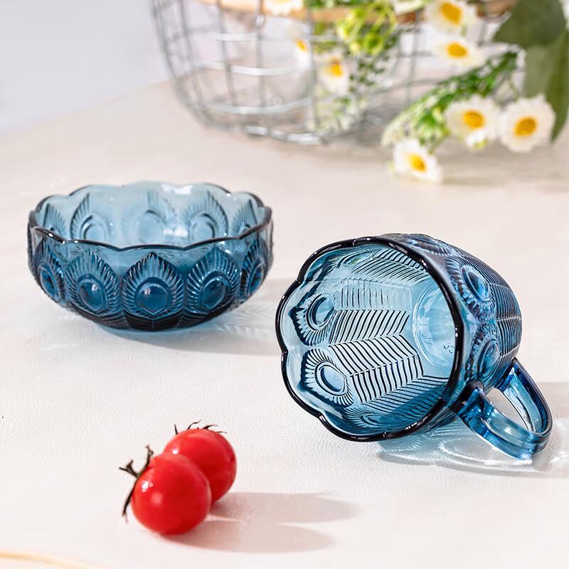 Huixun Pfauen Glas Salat- und kleine Schalen (2er Set)