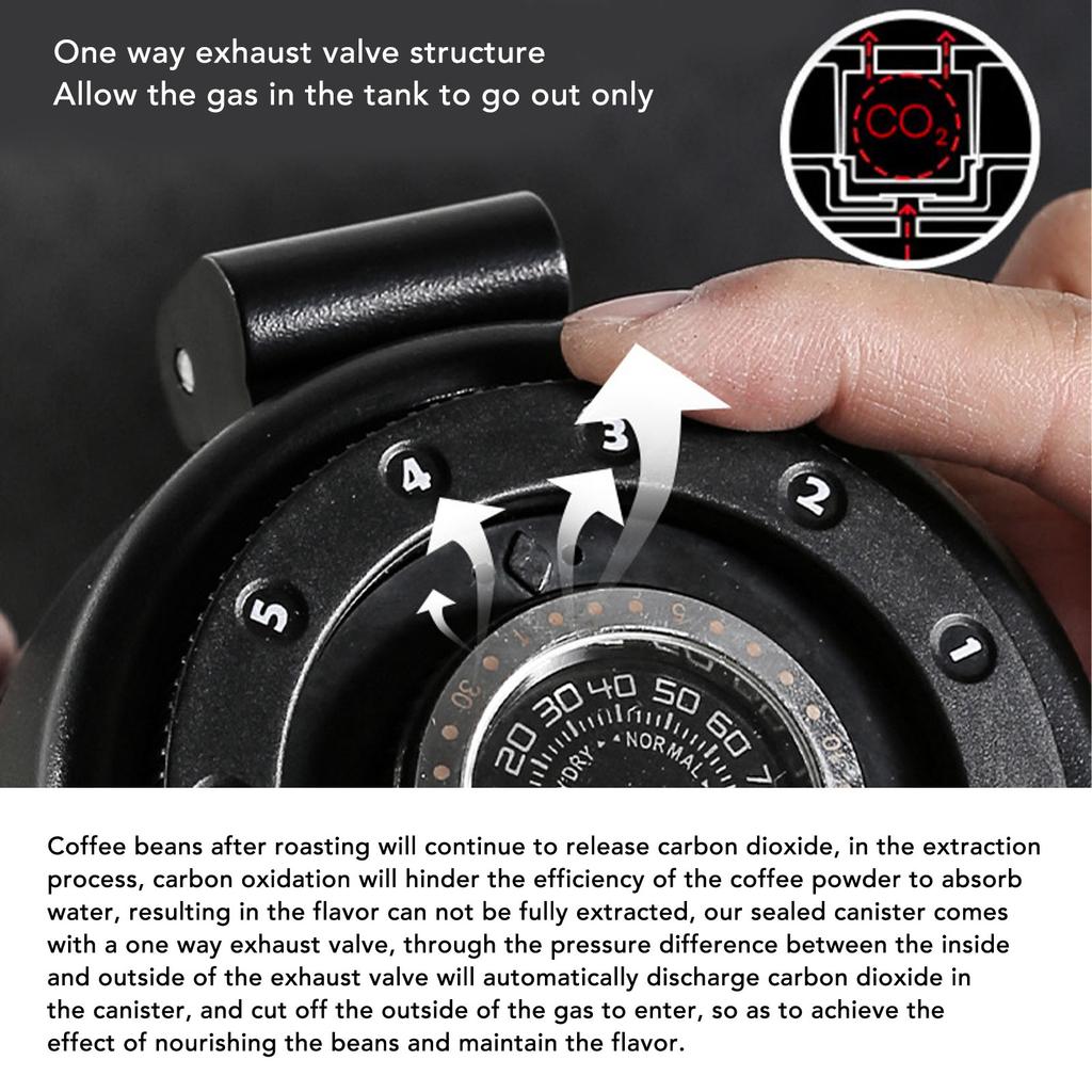 Airtight Coffee Canister 600ML 304 Stainless Steel Coffee Bean Storage Container with Humidity Monitoring System for Tea Cereal Dry Food