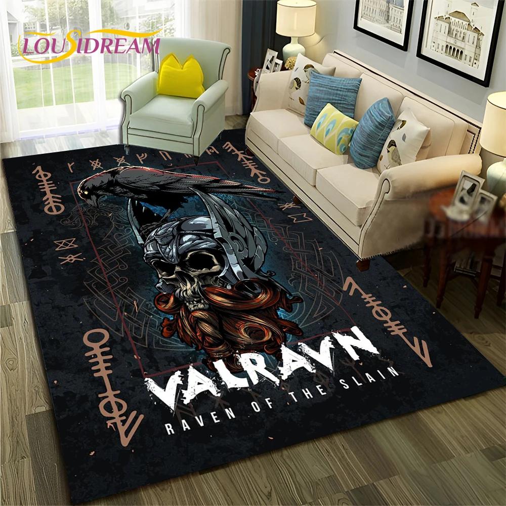 Nordic Viking Odin Valhalla Valknut Carpet Rug for Bedroom Living Room Home Sofa Decoration,Children Game Large Decor Floor Mat