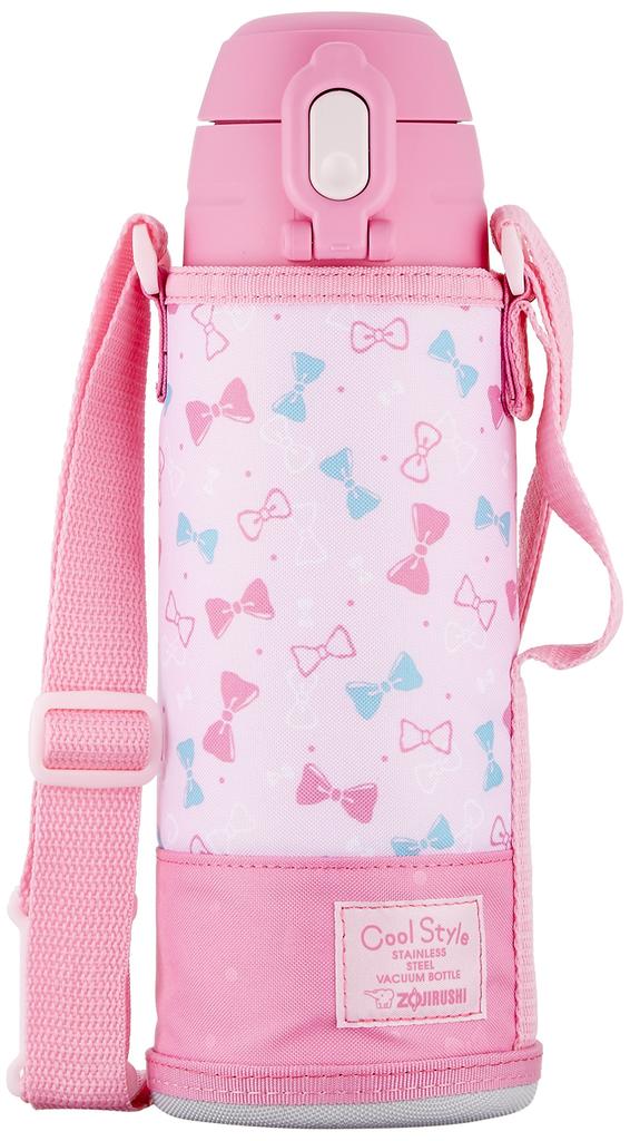 Zojirushi Stainless Steel Water Bottle, 820ml, 2-Way, Cup & Direct Drinking, with Pouch, Ribbon, Pink, SP-JA08-PZ