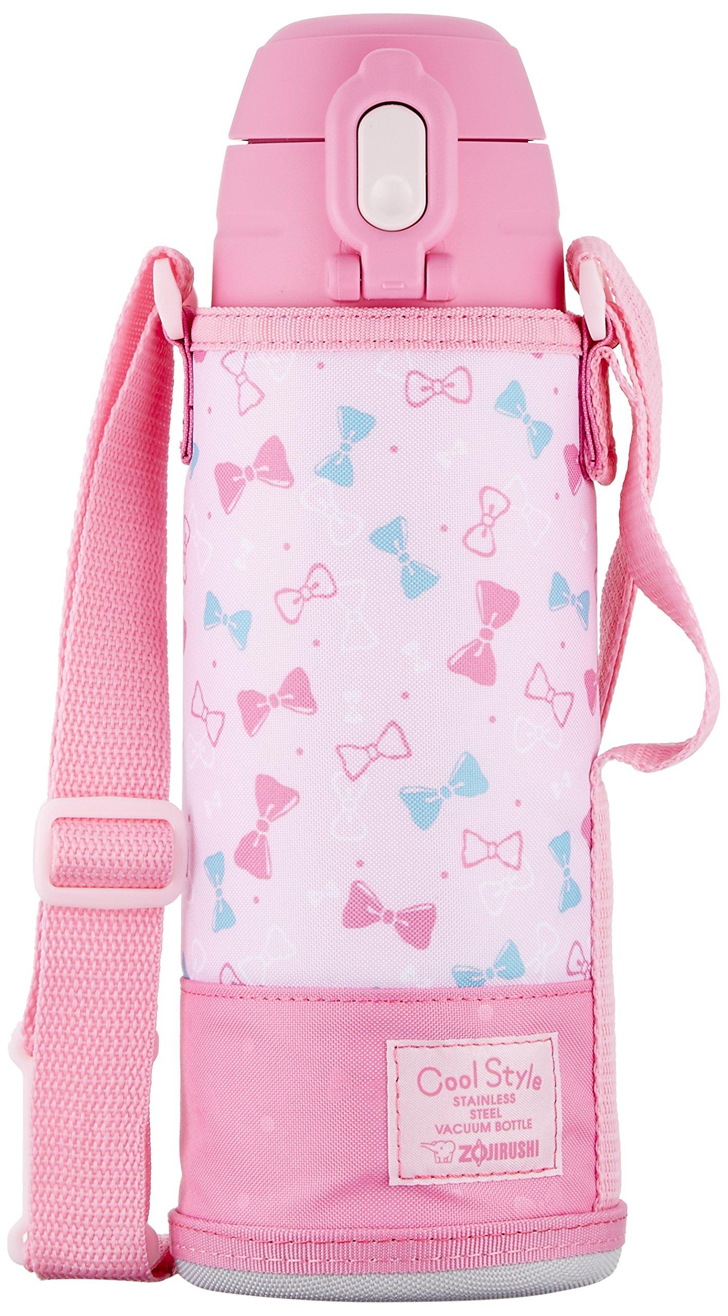 

Zojirushi Stainless Steel Water Bottle, 820ml, 2-Way, Cup & Direct Drinking, with Pouch, Ribbon, Pink, SP-JA08-PZ