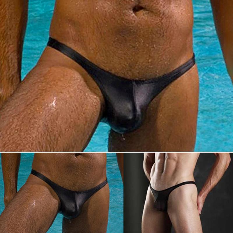 1Pc Men G-string Nylon Thongs Convex Panties Sexy Briefs Solid Color Underwear