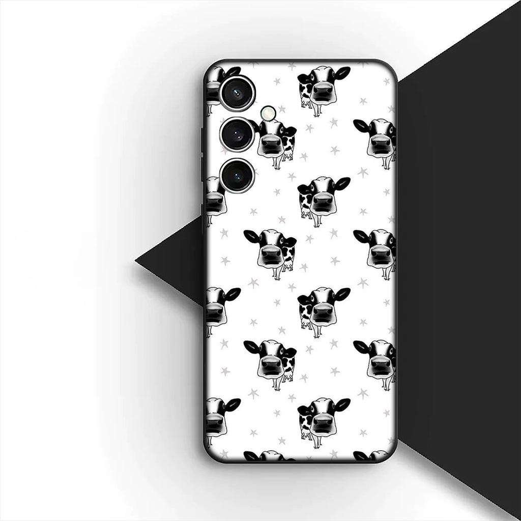 Cover for Samsung Galaxy S10 S8 S9 Plus A33 A34 A31 70 A71 A72 Note 20 9 8 S10E Casing Silicone Phone Case Cartoon Art Cow Print