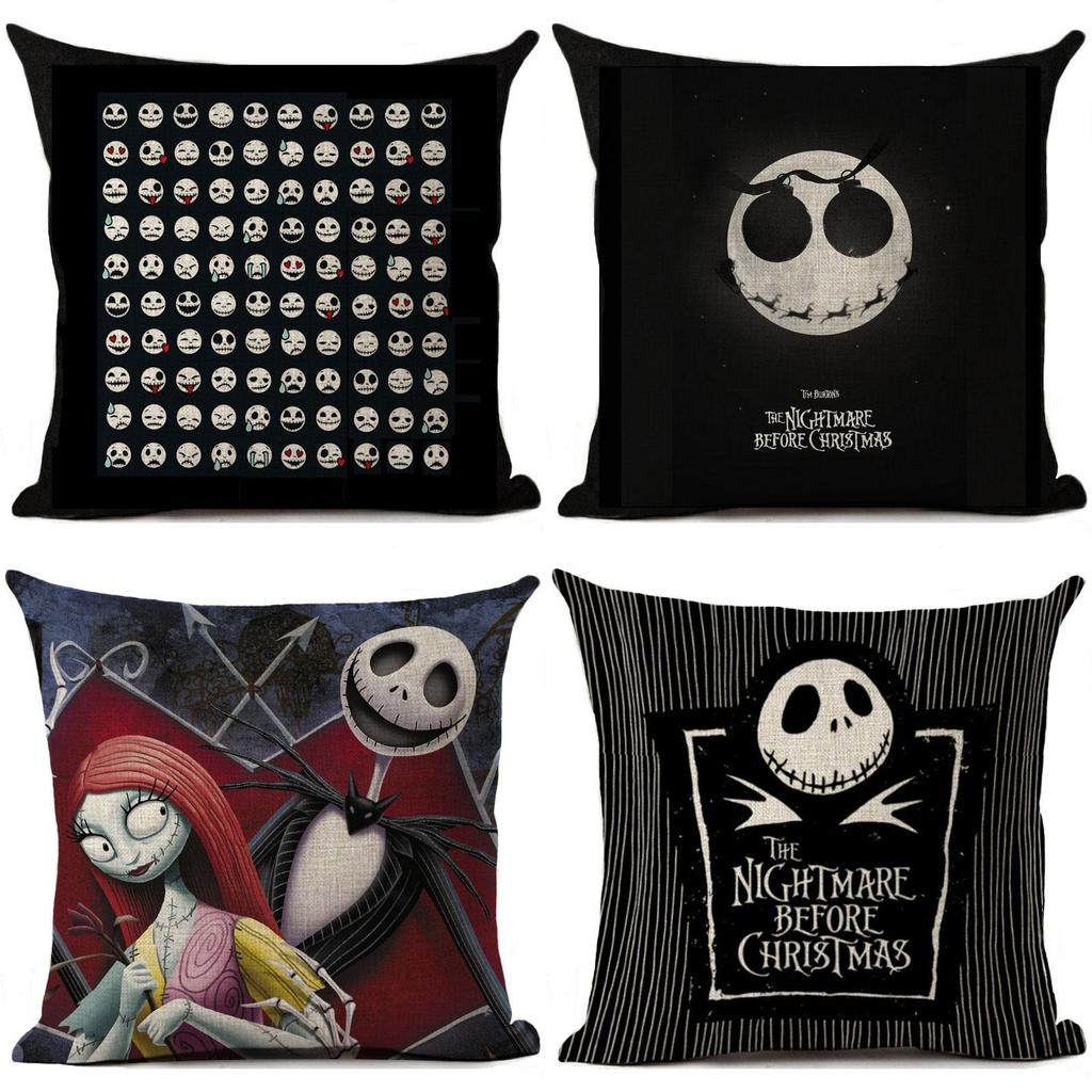 Unique Nightmare Before Christmas Pattern Cushion Cover Sofa Home Decor