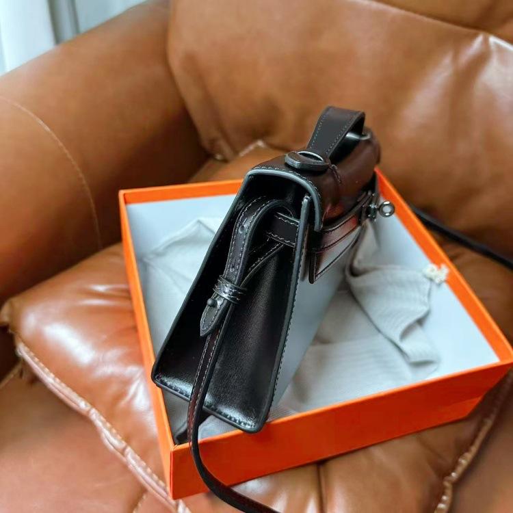 Abendtasche Mini Kelli Tasche Generation Handtasche 22 Palmendruck Swift Rindsleder Schwarz BOX Silberne Schnalle Clutch Tasche Schulter