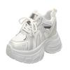 Fashion 10CM Women Casual Leather Shoes New Autumn Breathable Mesh Chunky Sneakers Street Height Increased Shoes Thick Platform Sneakers
