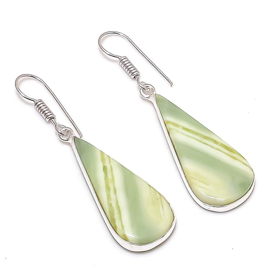 

Natural Swiss Green Opal Gemstone 925 Sterling Silver Jewelry Earring 1.89 T3f30