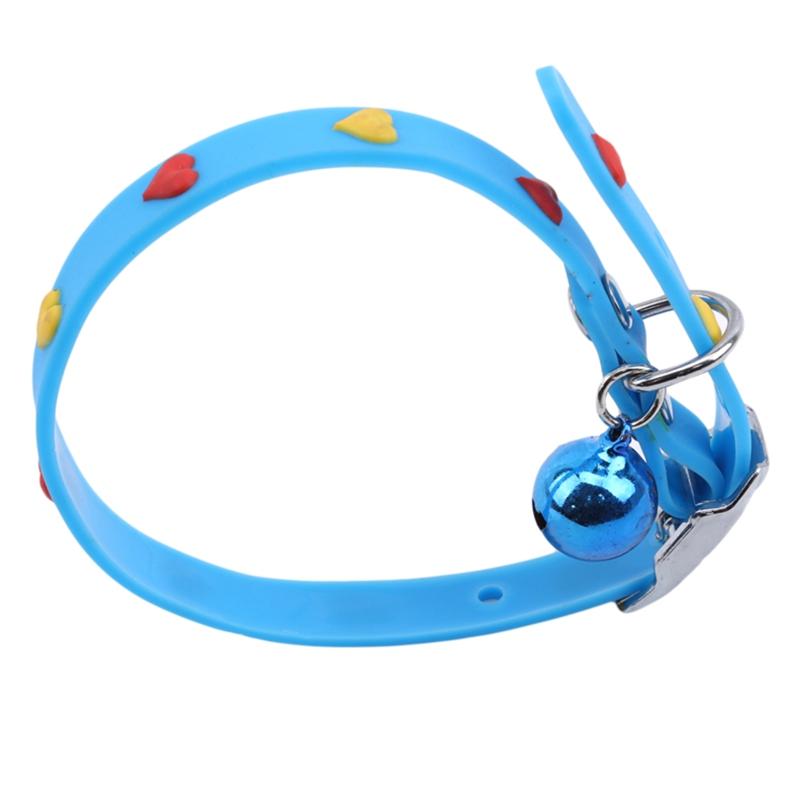 Adjustable Colorful Collar Bell Pet Cat Dog Love Hearts Patterns Neck Collar