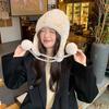 Rex Rabbit Hair Ear Protection Hat Female Cute Ball Winter Warm Encryption Woven Fur Hat Versatile Lei Feng Hat