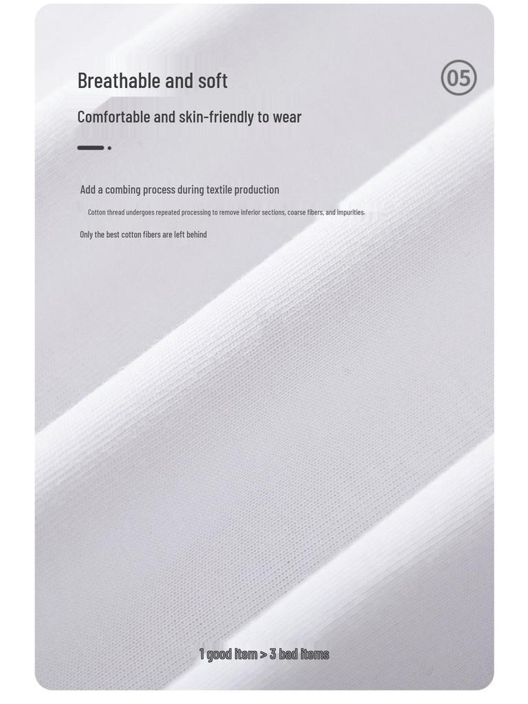 Męski T-shirt z krótkim rękawem z bawełny Xinjiang o dużej gramaturze - 520g Letni jednolity kolor luźny krój