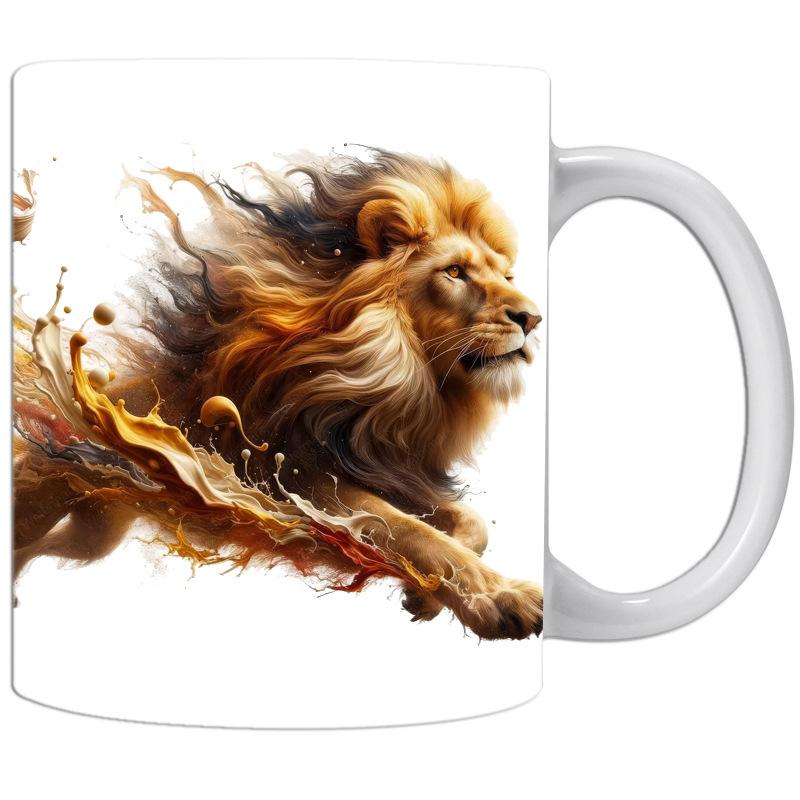 Lion Cat Ceramic Coffee Mark Cup Tea Cup New Holiday Gift King Mug
