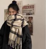 Retro plaid Japanese and Korean atmosphere plaid scarf women's plaid series contrasting color warm shawl student scarf