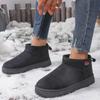 Fashion Women's Solid Color Thick Plush Snow Boots Comfortable Flat Ankle Boots Woman Winter Casual Slip On Flat Cotton Shoes