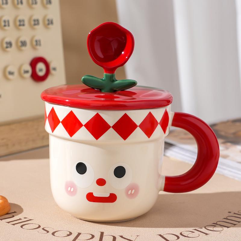 Ceramic Cup With Lid Spoon High Value Household Cute Couple Water Cup Gift Box High Sense Souvenir Creative