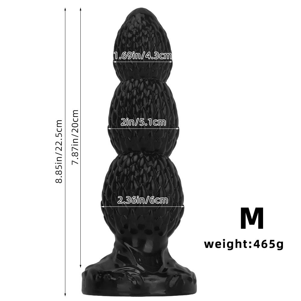 Black Pointed Oversized Bead Anal Plug Suction Cup Anal Sex Product, Erotic Extra Large Thick Fist Toy Anal Dilation Toy