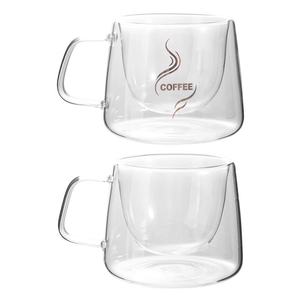 Drinkware 200ml Coffee Mug Transparent Heat-resistant Espresso Cup with Handle Double Wall Glass Home