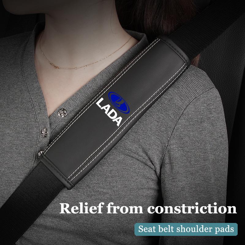 Car Seatbelt Shoulder Cover Leather Protector Pad Accessories For Lada Vesta Niva Samara Kalina Largus Priora Xray Granta