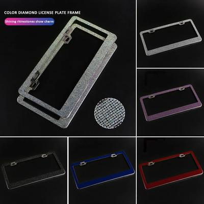 1PCS Luxury Bling License Plate Frame License Plate Holder Fit for U.S Car Accessories for Women