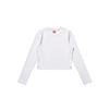 YONEX 245Tl003F White Women'S Crop Long Sleeve T-Shirt With Bartack Design