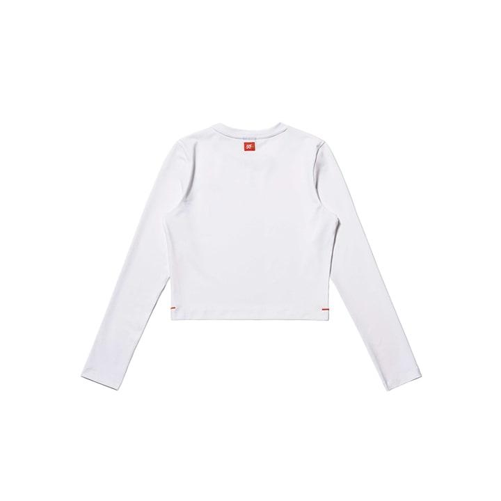 YONEX 245Tl003F White Women'S Crop Long Sleeve T-Shirt With Bartack Design