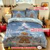 Christmas Duvet Cover Set 3Pcs Cute Gingerbread Man Xmas Tree Snow Print Soft Microfiber Bedding Pillowcases