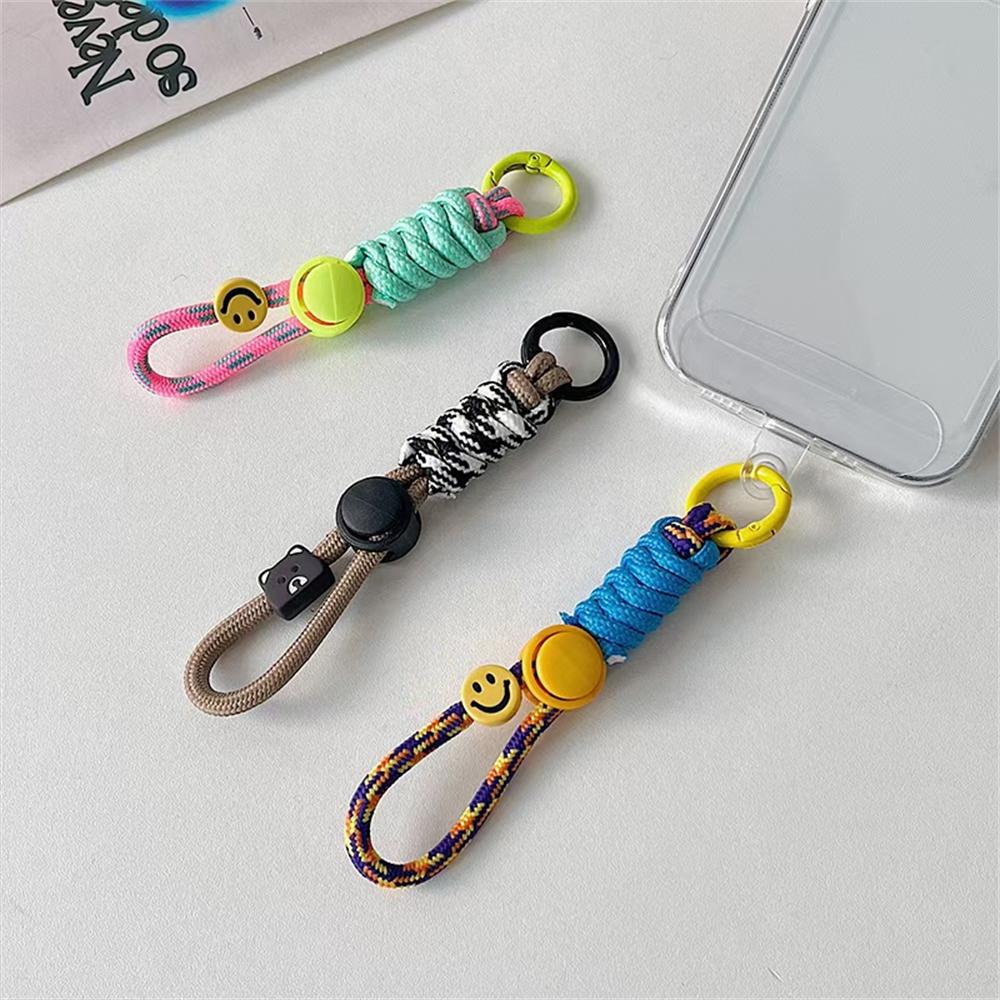 Cute Stylish Happy Heart Wrist Phone Lanyard Outdoor For iPhone Universal Case Nylon Rope Card Cord Clip Hanging Anti-lost Strap