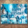 Gold Glitter Blue Birthday Party Background Balloon Star Stand Banner Poster Background  Theme Party Decoration Supplies Gi
