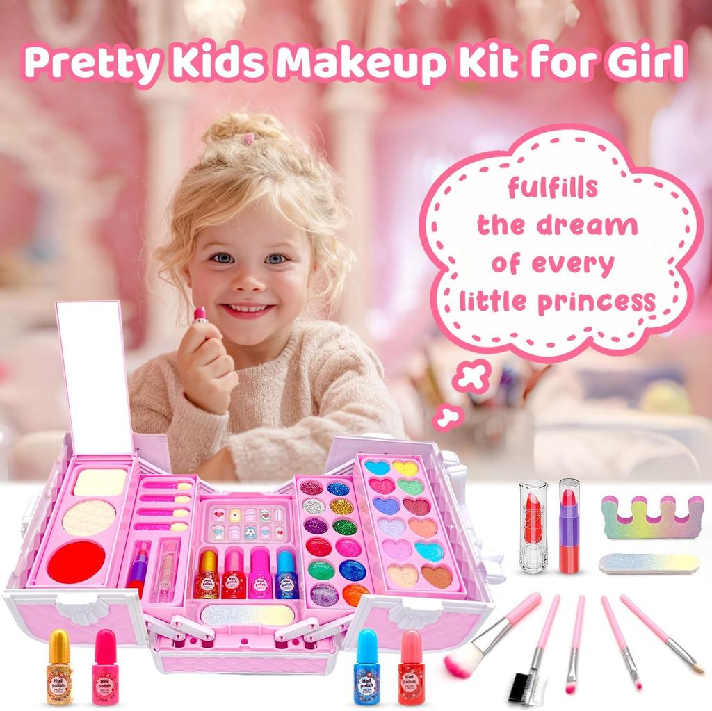 Kids Makeup Kit for Girl - Kids Makeup Kit Toys for Girls, Play Real Makeup Girls Toys, Washable Make Up for Little Girls