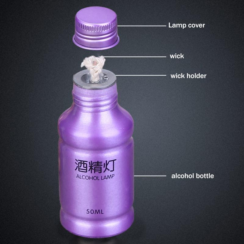 1 Stück tragbare Aluminiumlegierungslampe Alkohol-Flüssigkocher 50ML Kocher Alkohollampe für Outdoor-Survival Camping Labor Lehre
