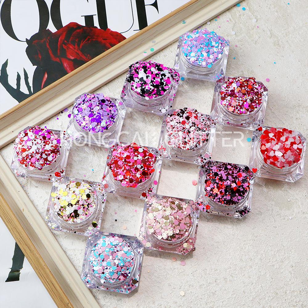 New Valentines Day Polyester Glitter Bulk Chunky Mixed Glitter for Resin Tumblers Christmas Decorations
