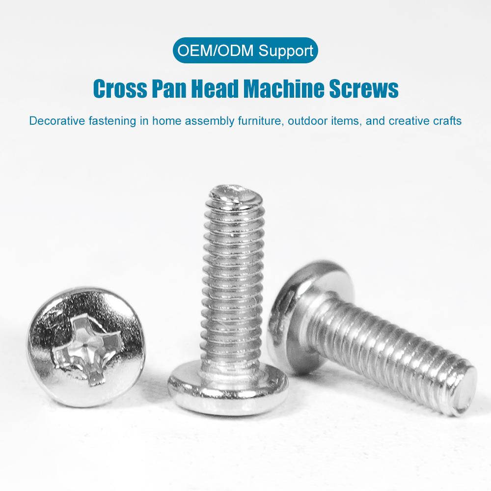 

30-100pcs Cross Recessed Round Pan Head Screws Nickel Plated Carbon Steel M2 M2.5 M2.6 M3 M4 M5 Phillips Machine Screws DIN7985 M2x4mm 100pcs