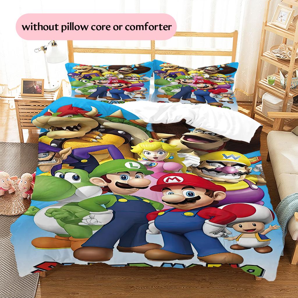 Mario Colorful Kaleidoscope Duvet Cover & Pillowcases, Mario Fan Bedding, Ideal Gift.chl