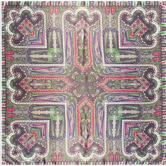 

Квадратный модный шелковый женский шарф 90 см, квадратные шарфы-палантины с цветочным принтом кешью , роскошный бренд, очень большой, подарочный 90X90CM