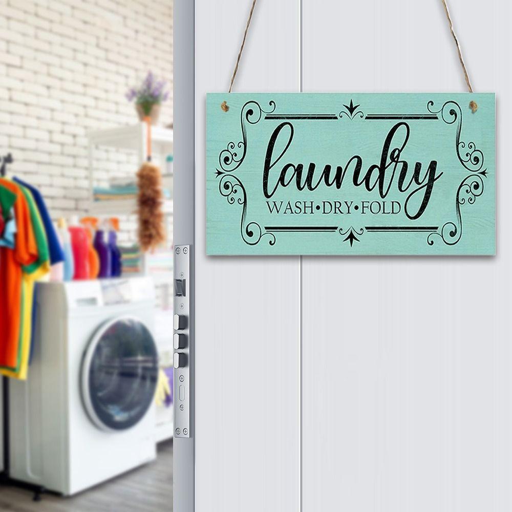 Wood Laundry Wooden Signs Door Hanger Laundry Signs Wall Plaque Decorative Plaque Letter Printed Signs Door Plate