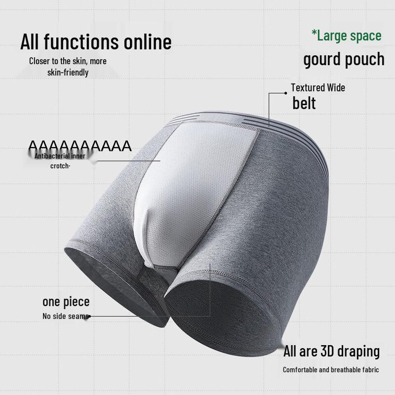 YOUKESHU Men's Xinjiang Cotton 10A Antibacterial Boxer Briefs 3-Pack