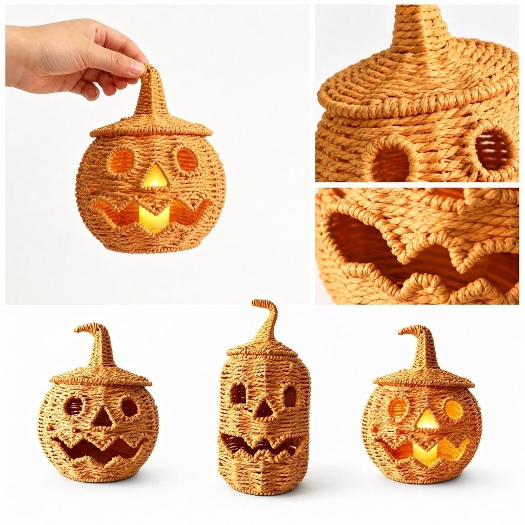 Seagrass and Pumpkin Decorations for Home Fall Tabletop Centerpiece