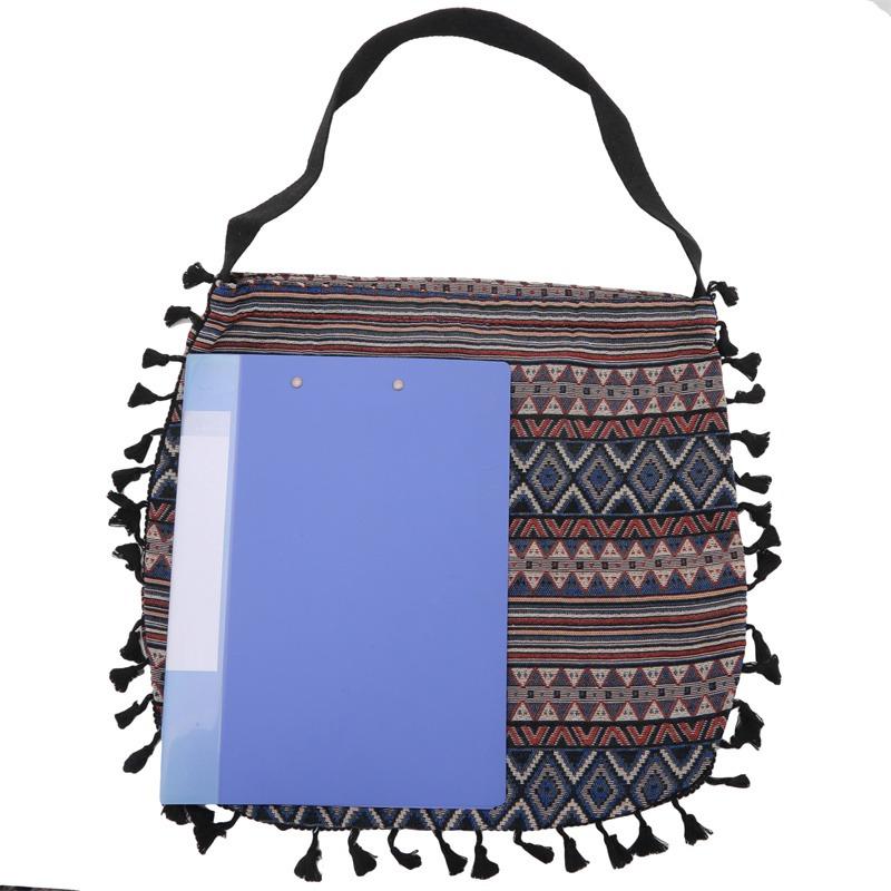 Women'S Canvas Bag Ethnic Style Shoulder Bag Cotton Linen Handbags Fashion Fringed Shoulder Bag Literary Style Large Capacity Handbags