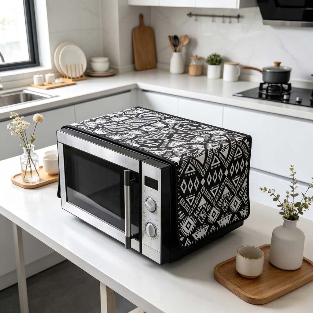 30x90cm Easy to Install Cotton Linen Microwave Dust Cover Anti Dust Cover
