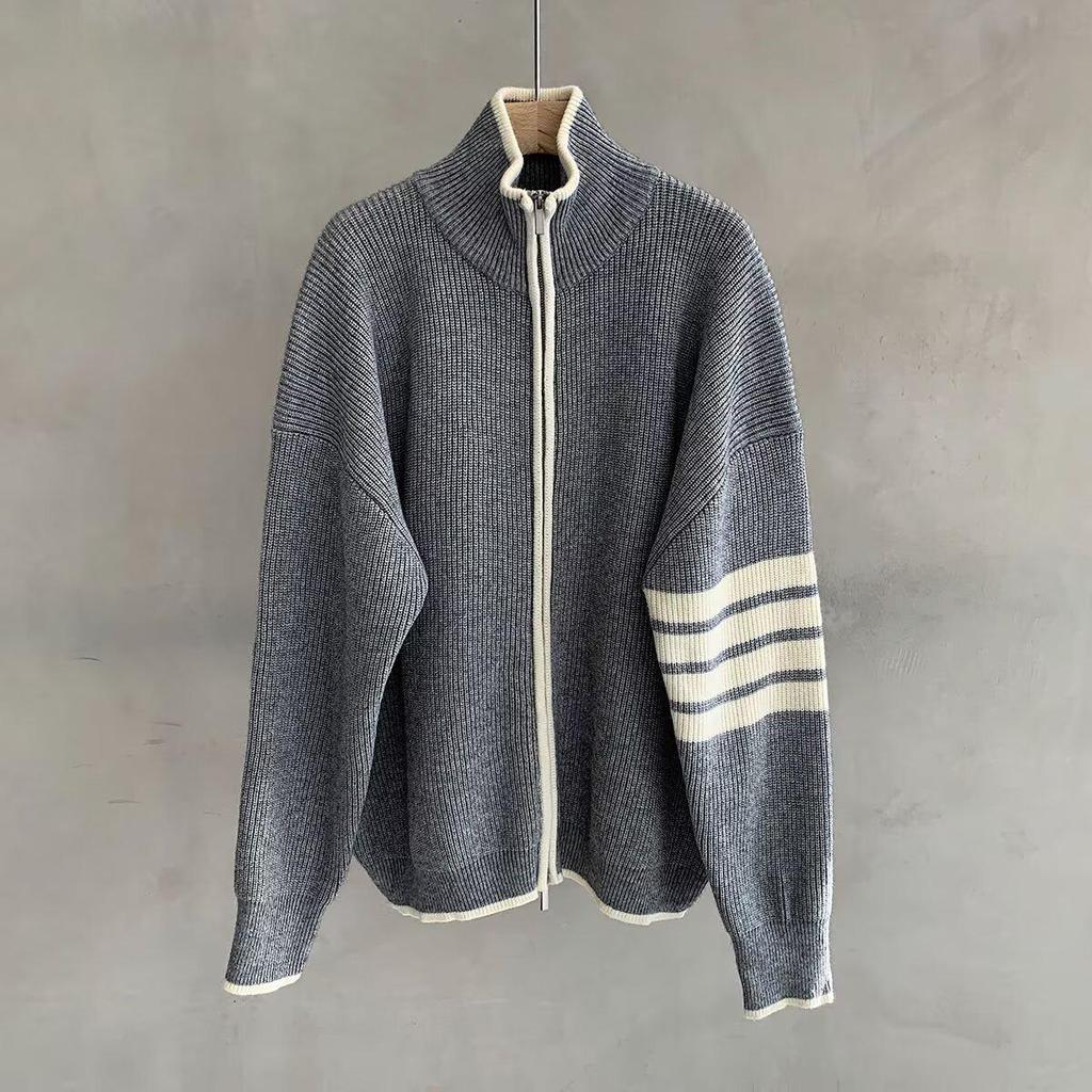 Men’s Slim Fit Striped Knit Cardigan - Fashionable Versatile Spring/Autumn Sweater 2025