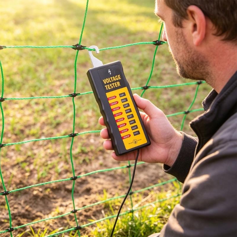 12kV Agricultural Fence Testing Unit ABS Build Pulse Activated Equipment Including Extended Ground Rod For Livestock Care