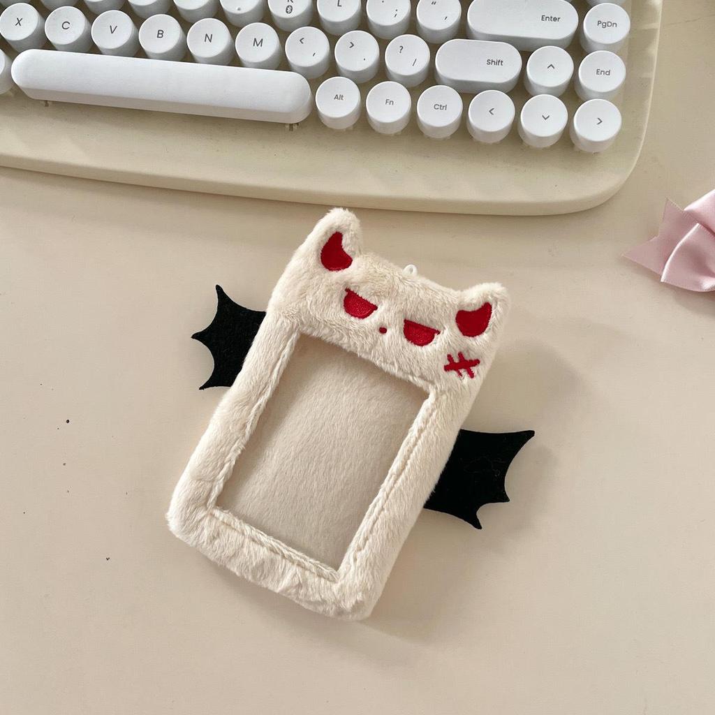 Cute Purple Demon Plush Card Holder - Korean Style Polaroid & Idol Display Pendant