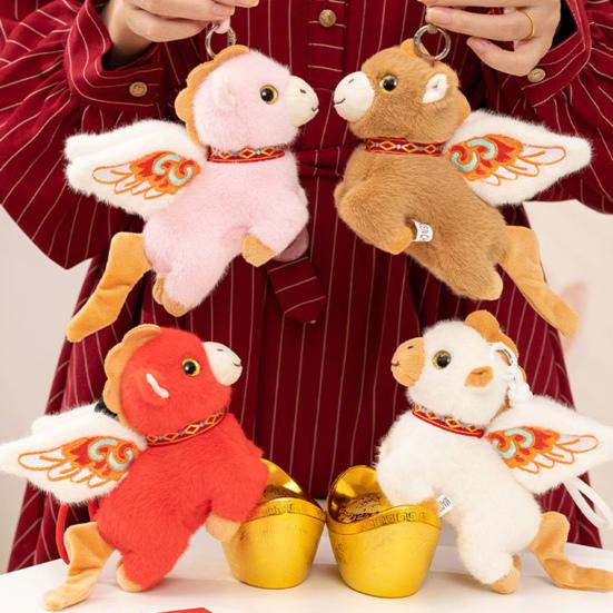 Horse Plush Doll Keychain Year of The Horse Zodiac Ornament Hanging Plushie for Car Bag Chinese New Year Gift Auspicious Symbol Blessings