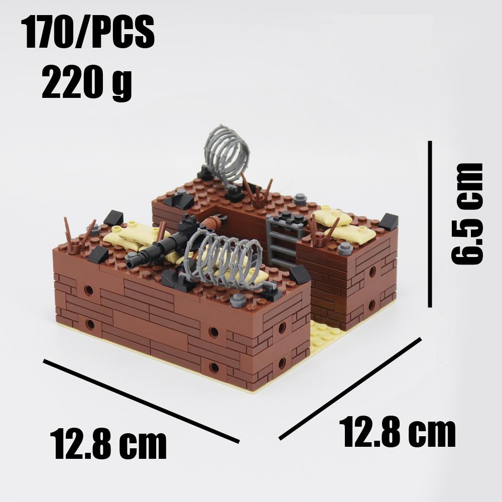 Small Particle Assembled Building Block Trench Fortress Bunker Military Series Battlefield Modular Scene Ornament
