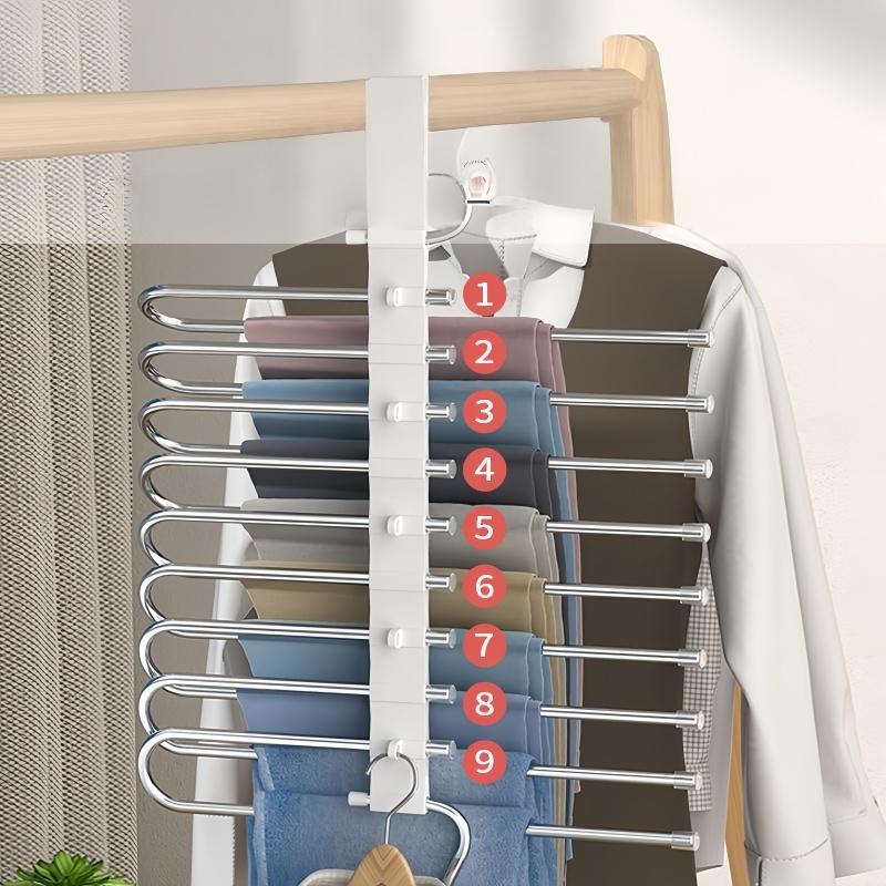1 Piece of Space Saving Pants Storage Rack with 9/5 Layers, Equipped with A White Non Slip Cover,Suitable for All Kinds of Pants