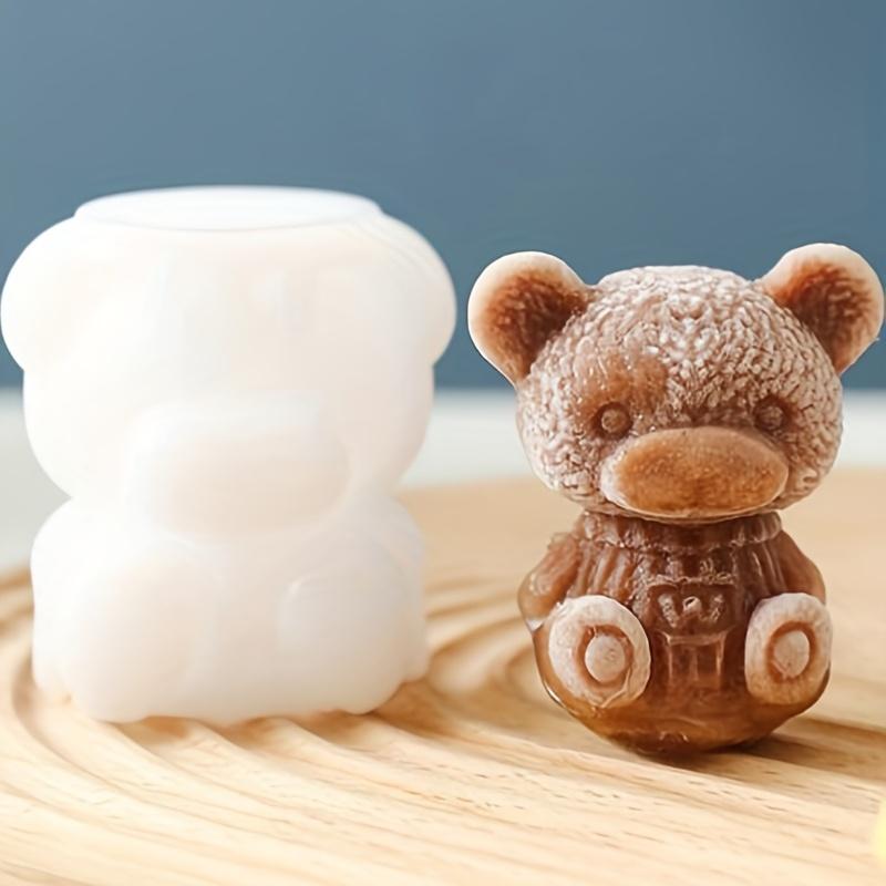 1pc-Silicone ice cube mold, 3D bear shaped bear ice cream mold, family bar party whiskey ice cube box mold