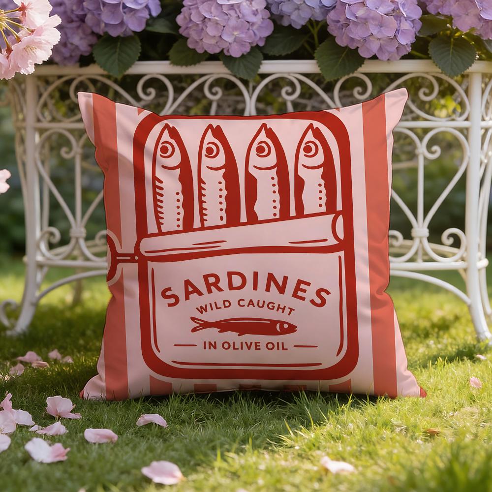 Cartoon S-Sardine C-Can cute Cushion Cover Home & Car Dual-Scene Pillow Cover: Reversible for Premium Comfort