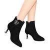 Women's Boots Fashion Pointed High-heeled Short Boots Women Suede Casual Ankle Boot Plush Warm Winter Boots Botas Invierno Mujer