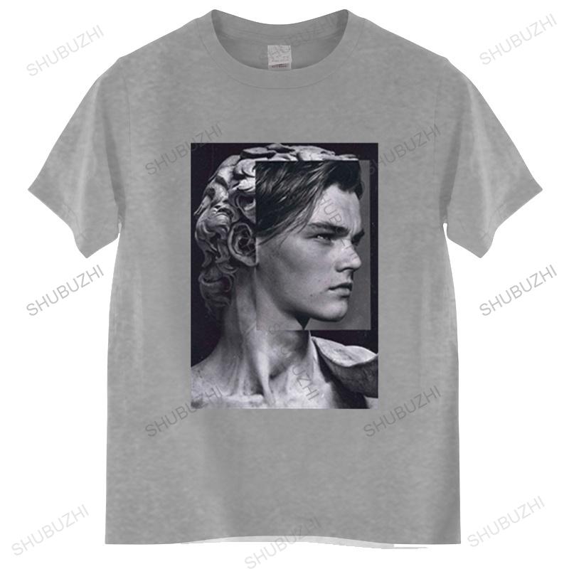 Men's Harajuku Stone Statue David T-Shirt Movie Jack Dawson Leonardo DiCaprio Patchwork Print Tops Casual Streetwear T Shirt Men