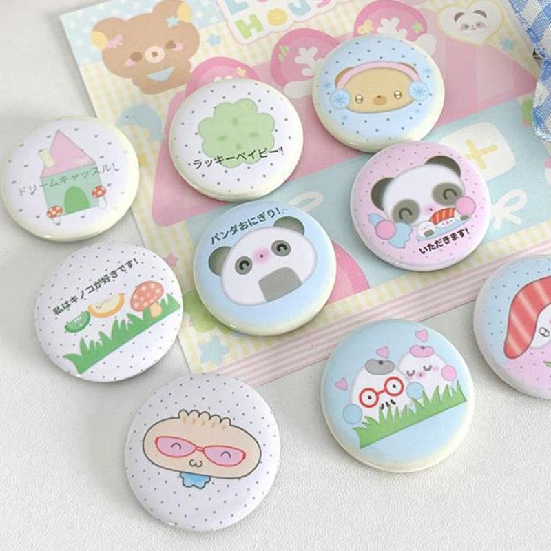 6Pcs Cute Cartoon Mini Cartoon Retro Button Badge Kawaii Kids Backpack Pencil Bag Handheld Diy Decorative Brooch Pin Accessories