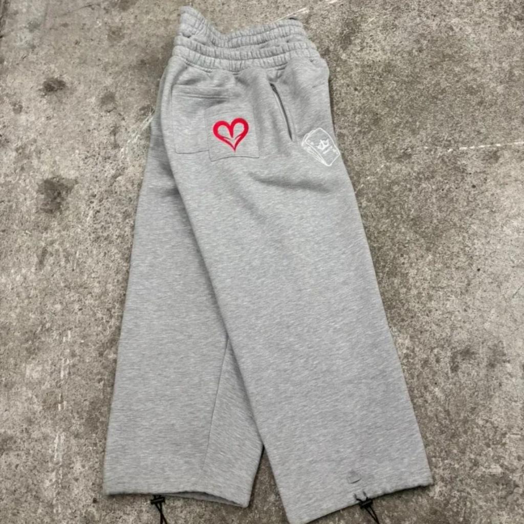 Streetwear Y2k Double Waist Jogging Poker Pants Embroidered Loose Piece Sweatpants Men's and Women's Gothic Hip Hop Casual Pants